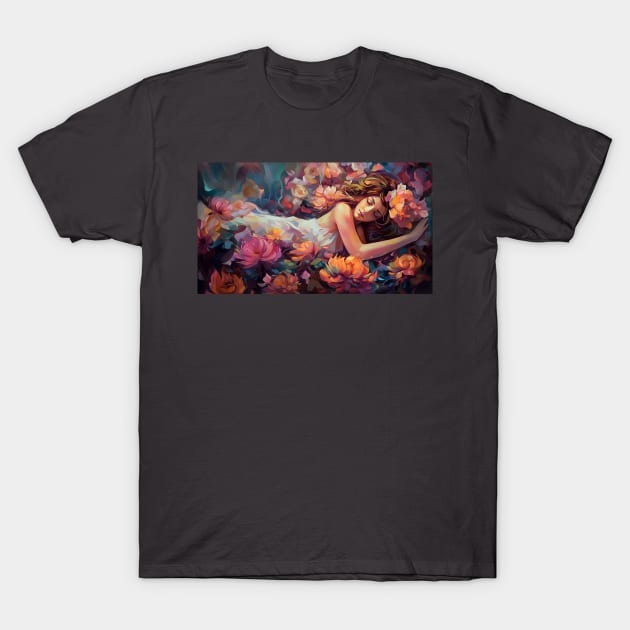 Sleeping beauty in the garden 1 T-Shirt by redwitchart